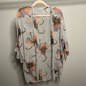 Boho Sheer Artsy Kimono Beach or Swim Cover Up Size Small